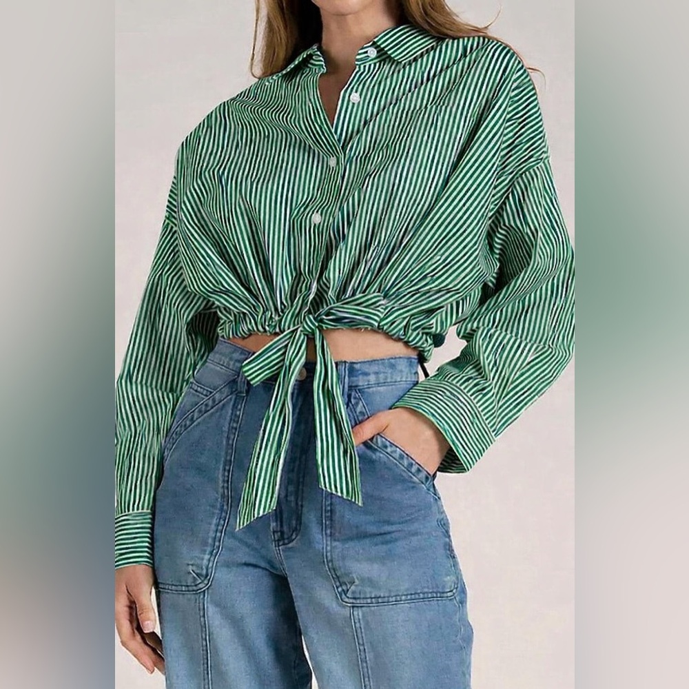 Elan - Araceli Stripe Button Down Top - Small